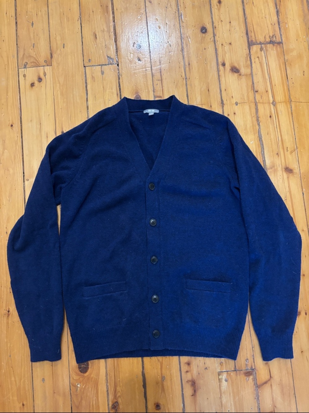 Uniqlo Deep Blue V-Neck Button Cardigan